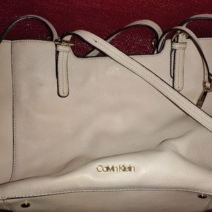 Calvin Klein ,Cream, Leather, Purse